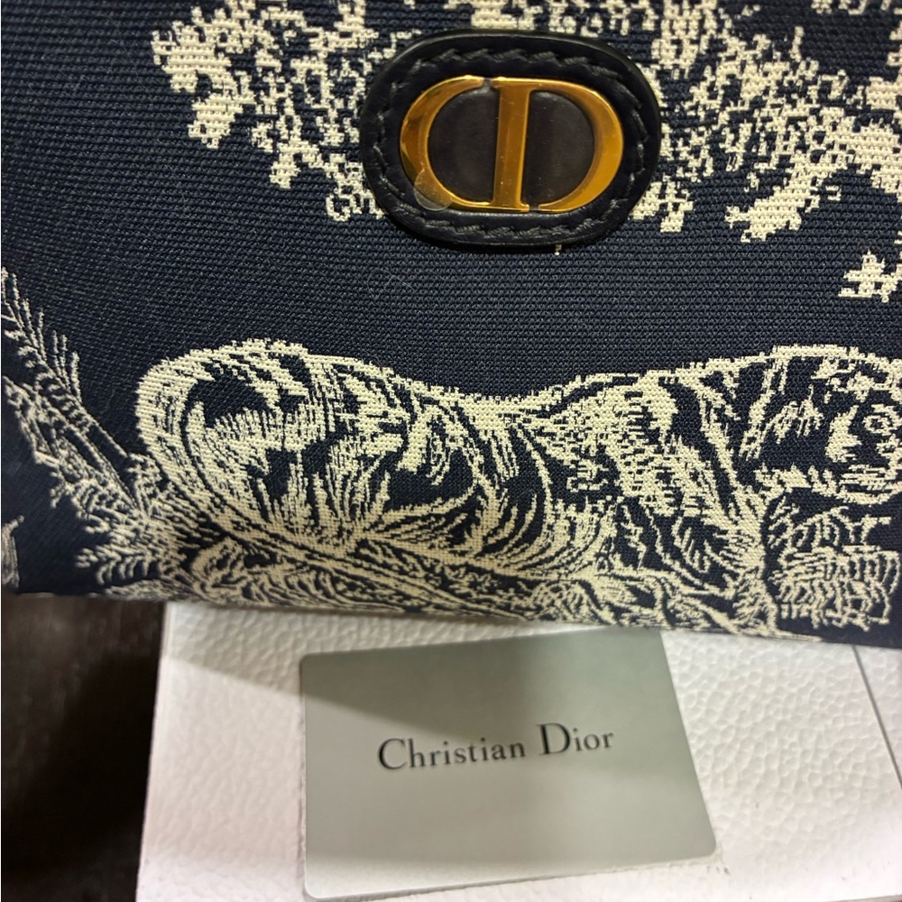 Authentic Christan Dior Navy and White Pouch - Picture 3 of 12